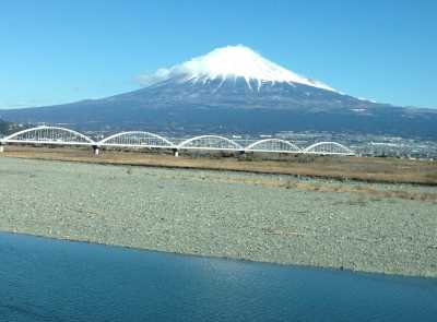東海道新幹線　富士川から見える富士山